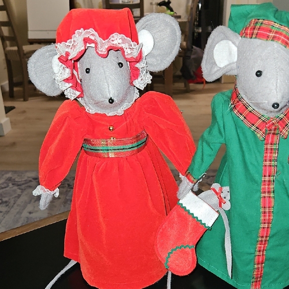 Vintage Christmas Mouse Set 13in Tall Holiday Decor Holiday Collectables - Picture 15 of 15